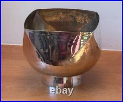 11 Ward Bennett Design Silver Brass Vessel Bowl Vase Vtg Chrome Modern Mcm Rare