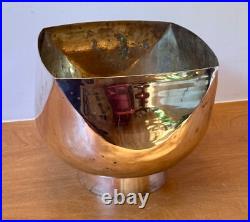 11 Ward Bennett Design Silver Brass Vessel Bowl Vase Vtg Chrome Modern Mcm Rare