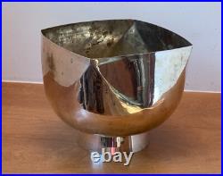 11 Ward Bennett Design Silver Brass Vessel Bowl Vase Vtg Chrome Modern Mcm Rare