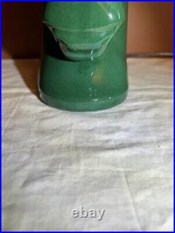 1950's MCM Ceramic Trojan Horse Head Desk Table Lamp Emerald Green Rare