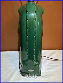 1950's MCM Ceramic Trojan Horse Head Desk Table Lamp Emerald Green Rare