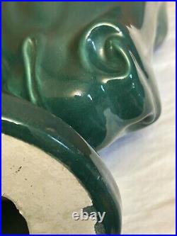 1950's MCM Ceramic Trojan Horse Head Desk Table Lamp Emerald Green Rare