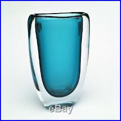 1950's Vicke Lindstrand Sommerso Teal Art Glass Vase by Kosta Boda #1709/49 RARE