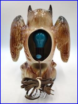 1950s Howard Kron Horned Owl Spooky Eyes MCM TV Lamp Mid Century Modern RARE