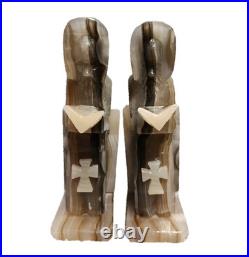 1950s Vintage Mid-Century Modern Onyx Marble Design Monk Bookends 10 Odd Rare 1950s Vintage Mid-Century Modern Onyx Marble Design Monk Bookends 10 Odd Rare