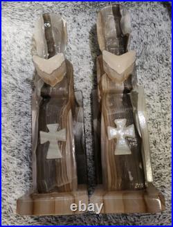 1950s Vintage Mid-Century Modern Onyx Marble Design Monk Bookends 10 Odd Rare 1950s Vintage Mid-Century Modern Onyx Marble Design Monk Bookends 10 Odd Rare