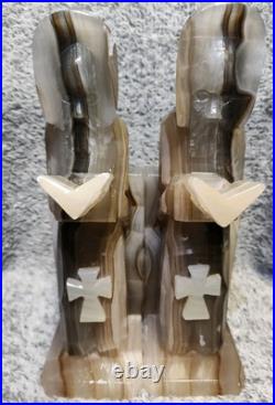1950s Vintage Mid-Century Modern Onyx Marble Design Monk Bookends 10 Odd Rare 1950s Vintage Mid-Century Modern Onyx Marble Design Monk Bookends 10 Odd Rare