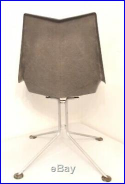 1959 MCM Fiberglass Origami Chair Faceted Form Paul McCobb Grey Rare Steel Base