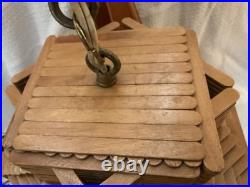 1960s RARE Mid-Century Modern popsicle stick Wall lamp sconce folk art Vtg light