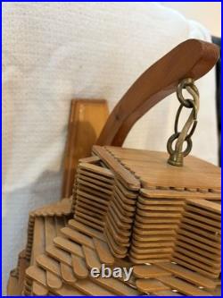 1960s RARE Mid-Century Modern popsicle stick Wall lamp sconce folk art Vtg light