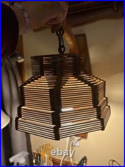 1960s RARE Mid-Century Modern popsicle stick Wall lamp sconce folk art Vtg light