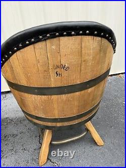 1960s Vintage Whiskey Barrel Chairs Black Bonded Barrels Rare Swivel MCM Western