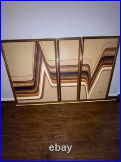 1970's Rare Find Letterman Mid Century Modern 3 Panel Art Piece