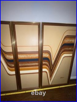 1970's Rare Find Letterman Mid Century Modern 3 Panel Art Piece
