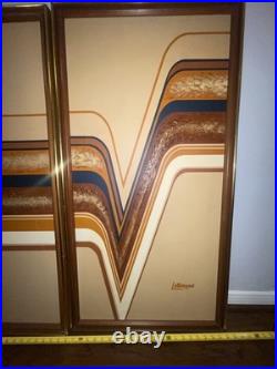 1970's Rare Find Letterman Mid Century Modern 3 Panel Art Piece
