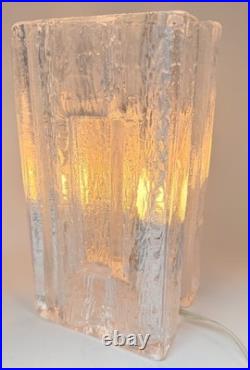 1970s MCM Kalmar Style Glass Ice Block table lamp (9x4.5) Rare Lamp