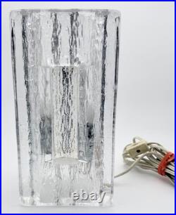 1970s MCM Kalmar Style Glass Ice Block table lamp (9x4.5) Rare Lamp