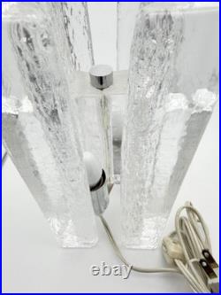 1970s MCM Kalmar Style Glass Ice Block table lamp (9x4.5) Rare Lamp