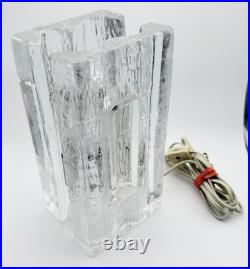 1970s MCM Kalmar Style Glass Ice Block table lamp (9x4.5) Rare Lamp