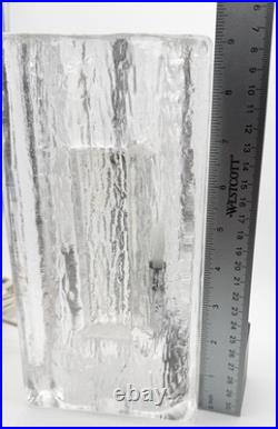 1970s MCM Kalmar Style Glass Ice Block table lamp (9x4.5) Rare Lamp