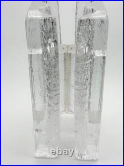 1970s MCM Kalmar Style Glass Ice Block table lamp (9x4.5) Rare Lamp