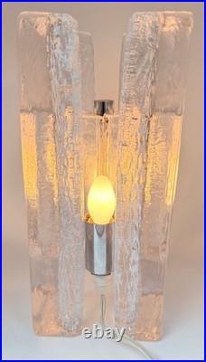 1970s MCM Kalmar Style Glass Ice Block table lamp (9x4.5) Rare Lamp