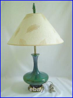 1-PAIR (2of) RARE LARGE ROYAL HAEGER FLAMBE DRIP-GLAZED MALLOW MCM TABLE LAMPS