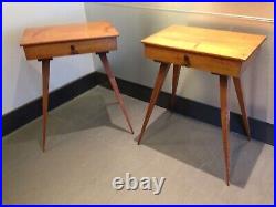 2 MID CENTURY DANISH MODERN TOOTHPICK TABLE SET Desk with Drawer Eames style RARE