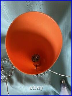 2 Orange Mid Century Modern ATOMIC Plastic Shade With Glass Base RARE Groovy