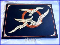 2 RARE Vintage Mid Century Modern Kitsch String Art Wall Hanging, 70's Matching