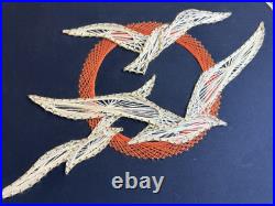 2 RARE Vintage Mid Century Modern Kitsch String Art Wall Hanging, 70's Matching