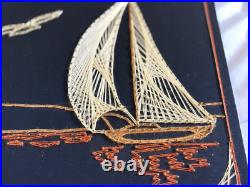 2 RARE Vintage Mid Century Modern Kitsch String Art Wall Hanging, 70's Matching