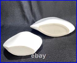 (2) Rare Mid Century Modern Matte White Minimalist Pocket Vase Japan Organic