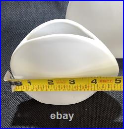 (2) Rare Mid Century Modern Matte White Minimalist Pocket Vase Japan Organic