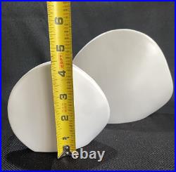 (2) Rare Mid Century Modern Matte White Minimalist Pocket Vase Japan Organic