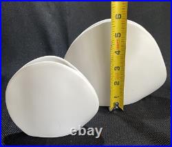 (2) Rare Mid Century Modern Matte White Minimalist Pocket Vase Japan Organic
