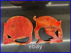 2 Vintage MCM Mid-Century Modern Gold Wood Cat Wall Hangings UNUSUAL Rare