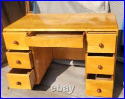 40s SUPER DECO MID CENTURY MODERN STREAMLINE DESK BOOKCASE Rare SIKES FURNITURE