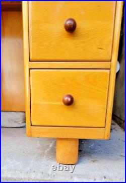 40s SUPER DECO MID CENTURY MODERN STREAMLINE DESK BOOKCASE Rare SIKES FURNITURE