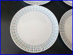 4 Rare Narumi Elite China MID Century Modern Atomic Confetti Dinner Plates Blue