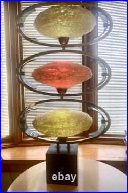 60's MCM Large Spaghetti 35 Table Lamp/Saucer/Atomic/COSMOS by LuxCraft/RARE