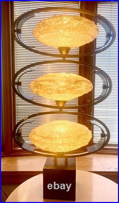 60's MCM Large Spaghetti 35 Table Lamp/Saucer/Atomic/COSMOS by LuxCraft/RARE