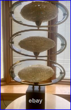 60's MCM Large Spaghetti 35 Table Lamp/Saucer/Atomic/COSMOS by LuxCraft/RARE