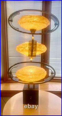 60's MCM Large Spaghetti 35 Table Lamp/Saucer/Atomic/COSMOS by LuxCraft/RARE