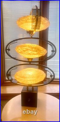 60's MCM Large Spaghetti 35 Table Lamp/Saucer/Atomic/COSMOS by LuxCraft/RARE