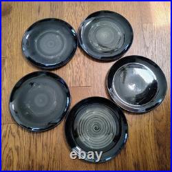 6 RARE MID Century MODERN ATOMIC VERNON WARE BLACK IMPERIAL DINNER PLATES Metlox