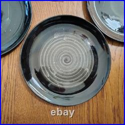 6 RARE MID Century MODERN ATOMIC VERNON WARE BLACK IMPERIAL DINNER PLATES Metlox