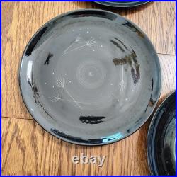 6 RARE MID Century MODERN ATOMIC VERNON WARE BLACK IMPERIAL DINNER PLATES Metlox