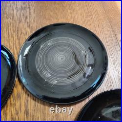 6 RARE MID Century MODERN ATOMIC VERNON WARE BLACK IMPERIAL DINNER PLATES Metlox