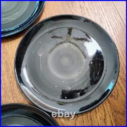 6 RARE MID Century MODERN ATOMIC VERNON WARE BLACK IMPERIAL DINNER PLATES Metlox